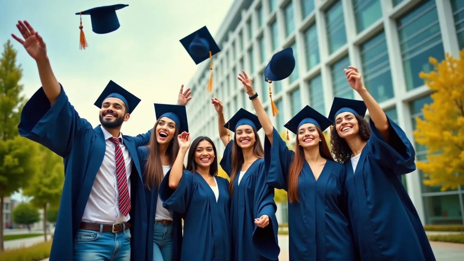 Happy graduating students celebrating